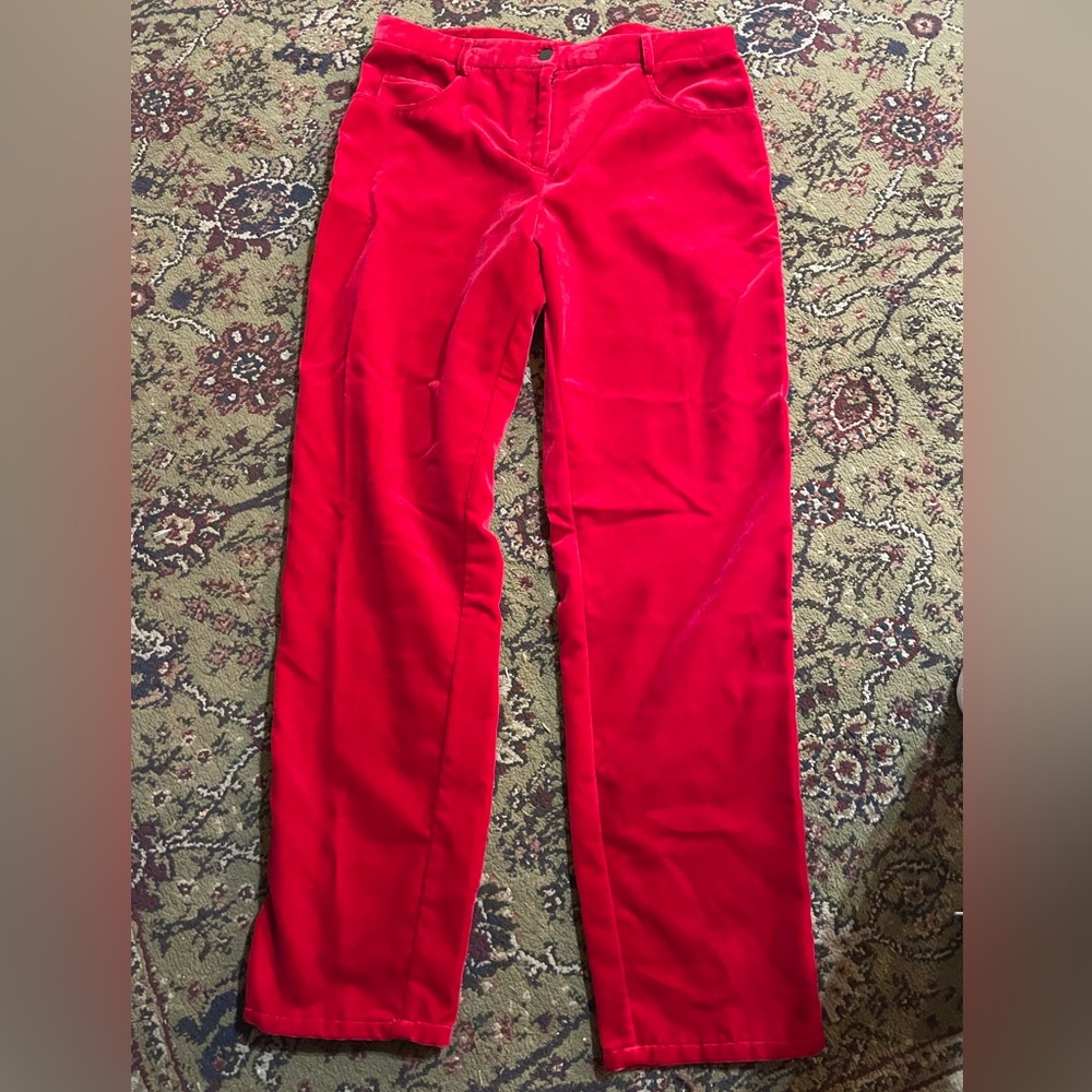 Folio Saks Fifth Avenue Red Velvet Pants 12